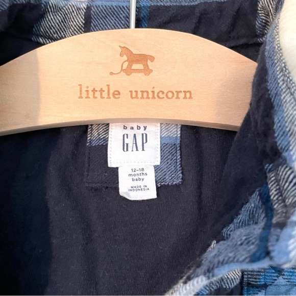 GAP Baby Blue Flannel Plaid Shirt Jacket/Shacket - Picture 4 of 8